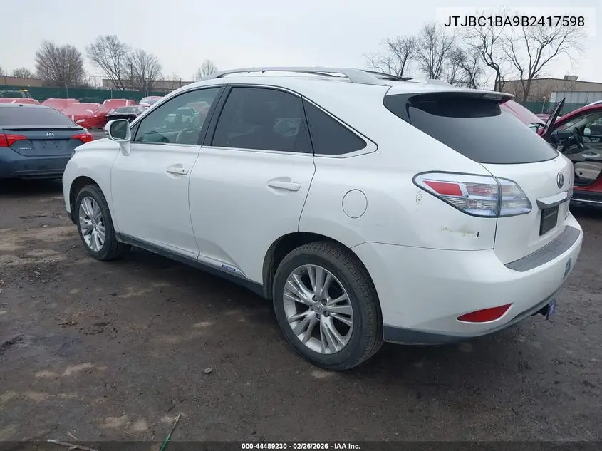 2011 Lexus Rx 450H VIN: JTJBC1BA9B2417598 Lot: 44489230