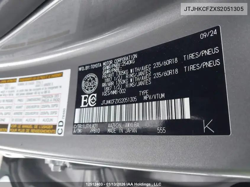 JTJHKCFZXS2051305 2025 Lexus Nx 450H+