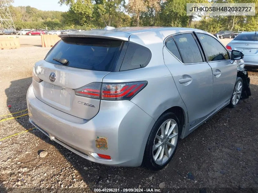 2011 Lexus Ct 200H Premium VIN: JTHKD5BH4B2032727 Lot: 40296281