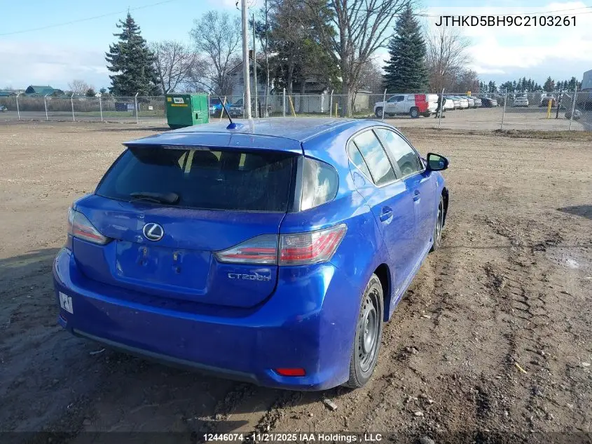 JTHKD5BH9C2103261 2012 Lexus Ct 200H