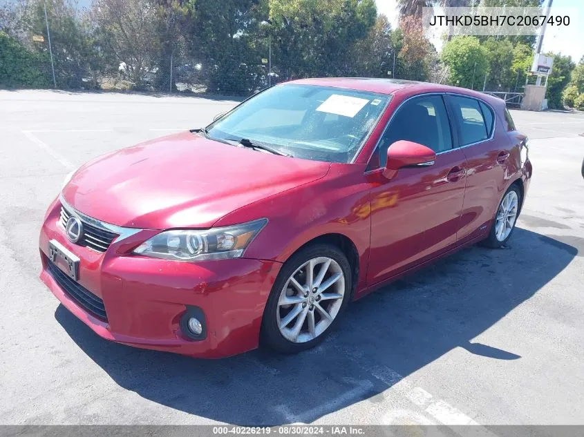 JTHKD5BH7C2067490 2012 Lexus Ct 200H Premium