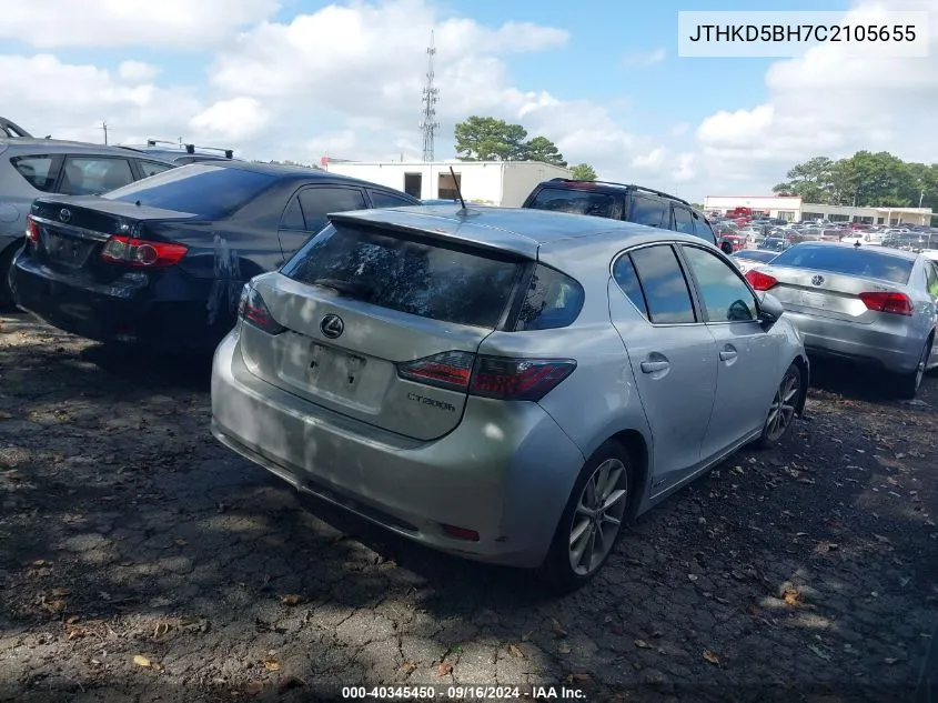 2012 Lexus Ct 200 VIN: JTHKD5BH7C2105655 Lot: 40345450