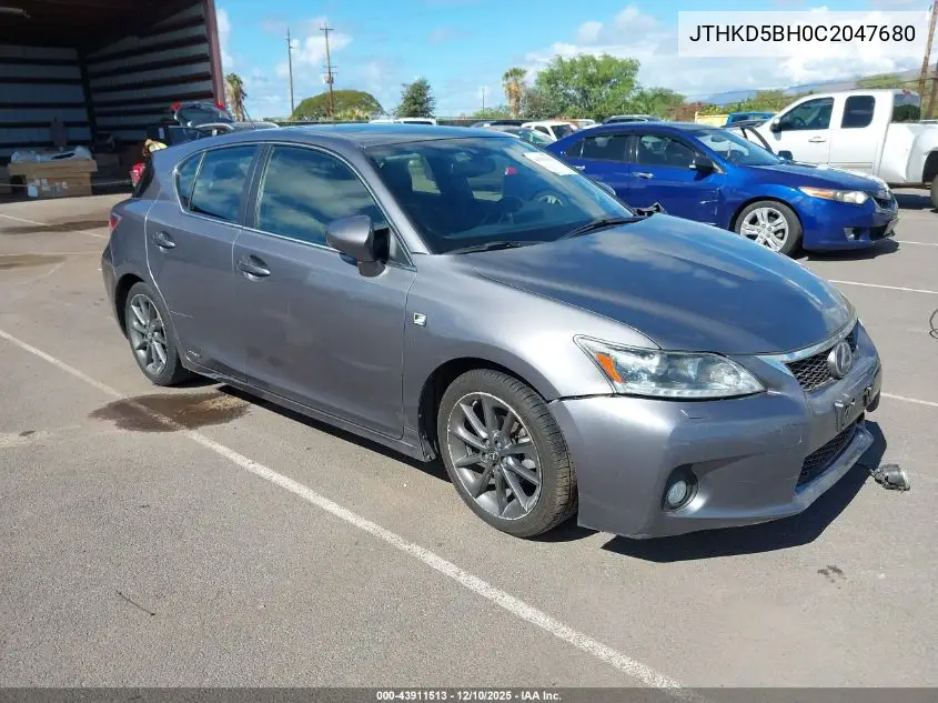 JTHKD5BH0C2047680 2012 Lexus Ct 200H Premium