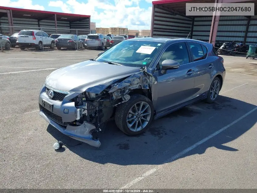 JTHKD5BH0C2047680 2012 Lexus Ct 200H Premium