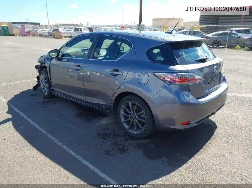 JTHKD5BH0C2047680 2012 Lexus Ct 200H Premium