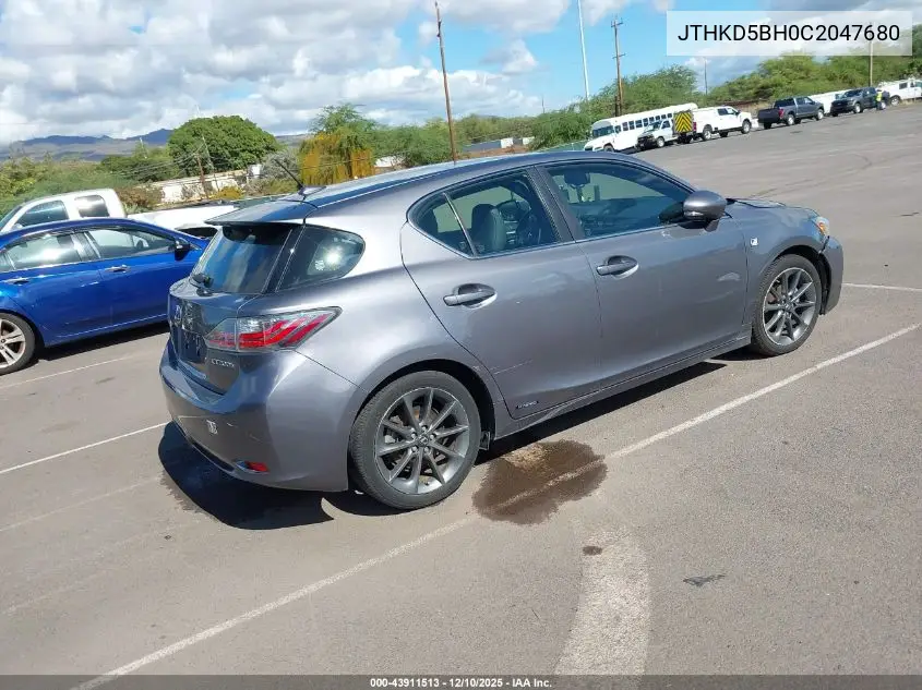 JTHKD5BH0C2047680 2012 Lexus Ct 200H Premium
