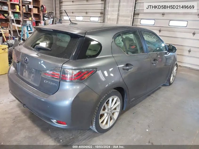 JTHKD5BH5D2149669 2013 Lexus Ct 200H