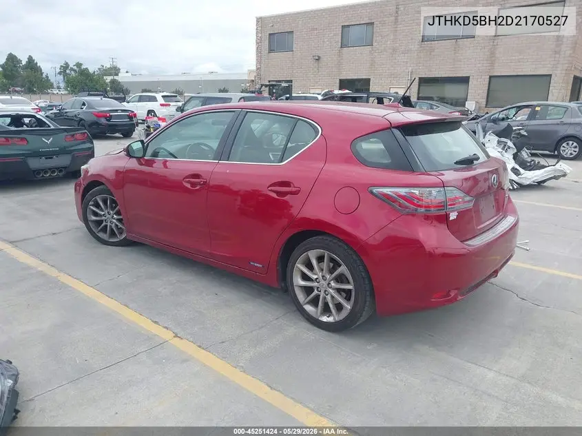 2013 Lexus Ct 200H VIN: JTHKD5BH2D2170527 Lot: 45251424
