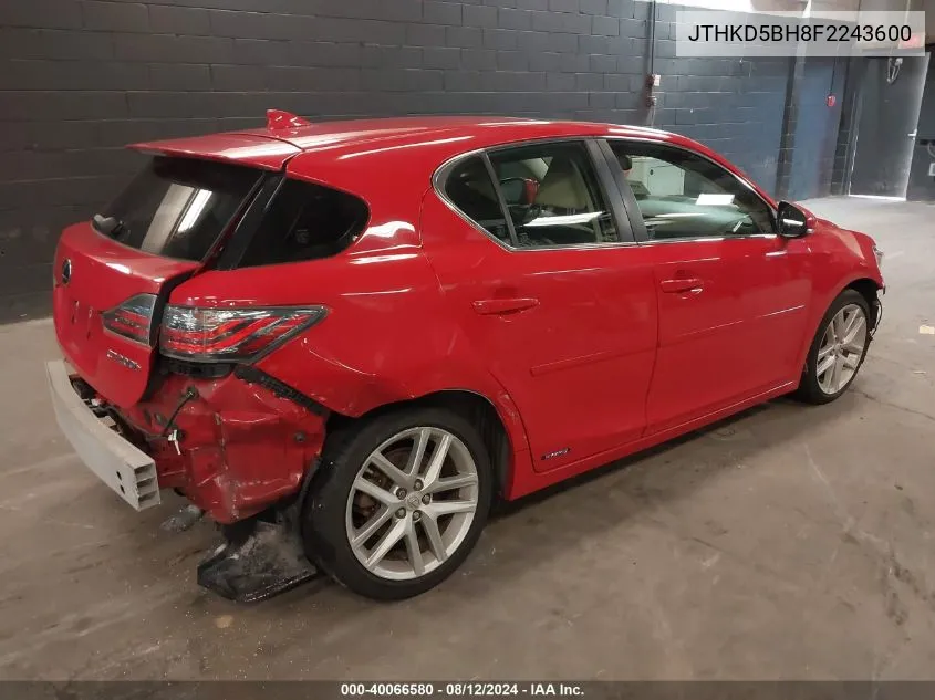 JTHKD5BH8F2243600 2015 Lexus Ct 200H