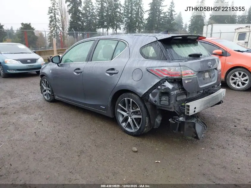 JTHKD5BH2F2215355 2015 Lexus Ct 200H
