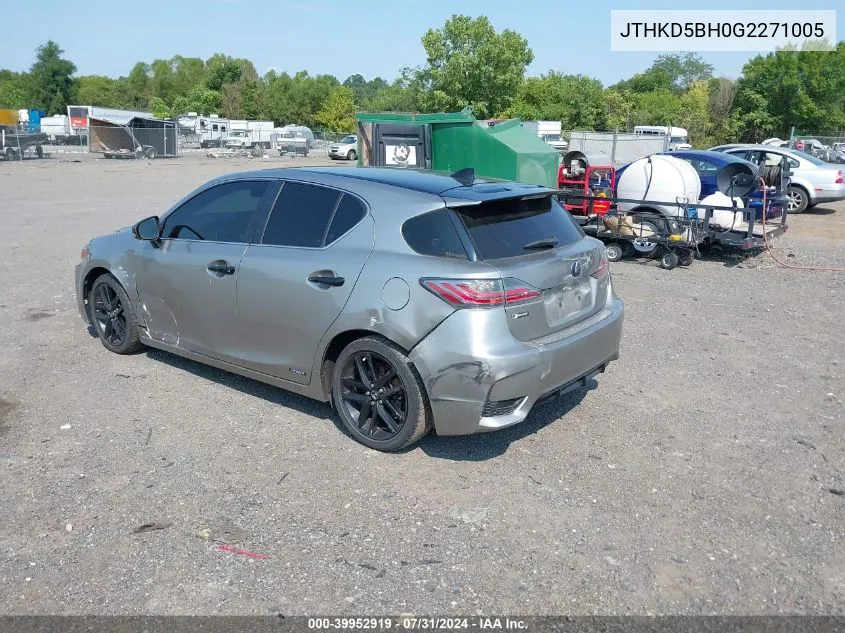 JTHKD5BH0G2271005 2016 Lexus Ct 200H