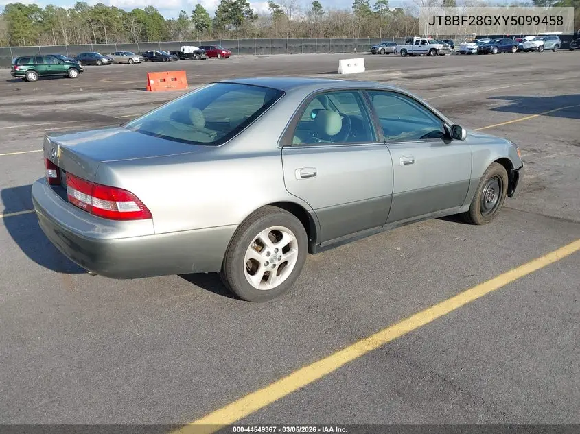 2000 Lexus Es 300 VIN: JT8BF28GXY5099458 Lot: 44549367