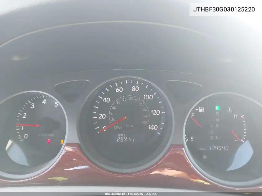 JTHBF30G030125220 2003 Lexus Es 300