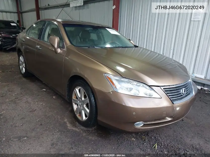 JTHBJ46G672020249 2007 Lexus Es 350