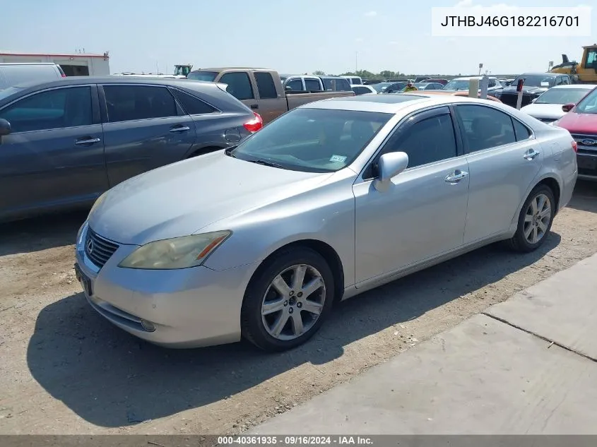 JTHBJ46G182216701 2008 Lexus Es 350