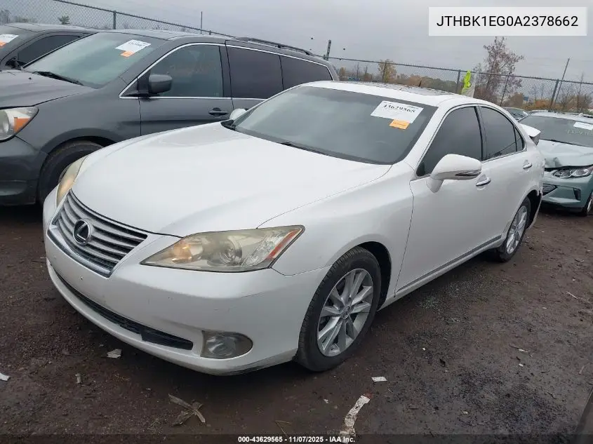 JTHBK1EG0A2378662 2010 Lexus Es 350