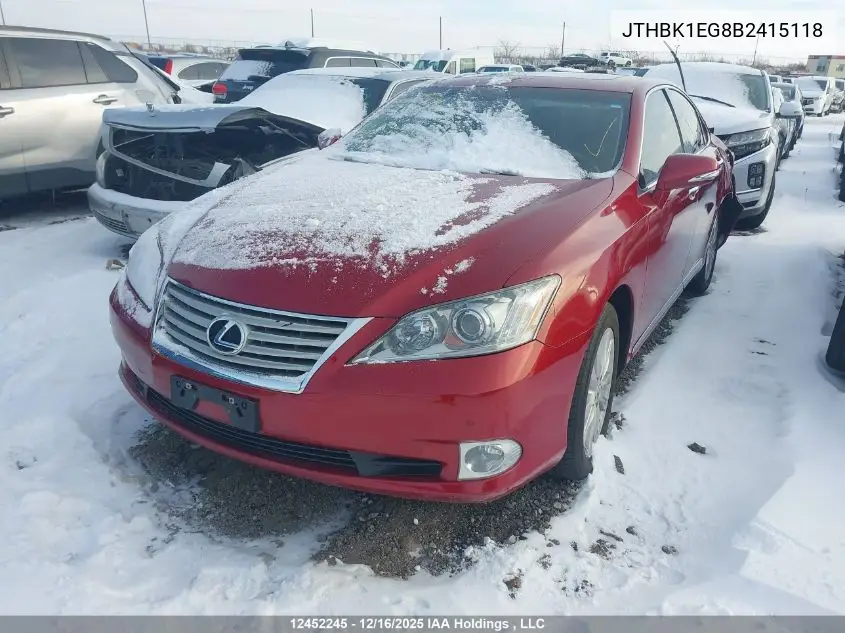 JTHBK1EG8B2415118 2011 Lexus Es 350 350