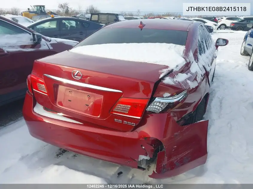JTHBK1EG8B2415118 2011 Lexus Es 350 350