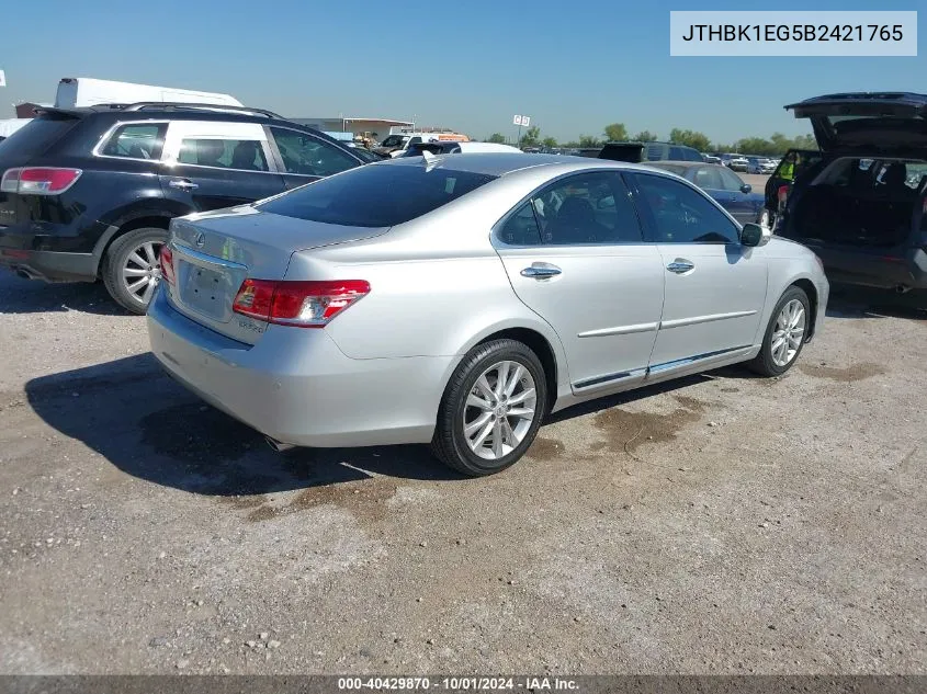 JTHBK1EG5B2421765 2011 Lexus Es 350 350