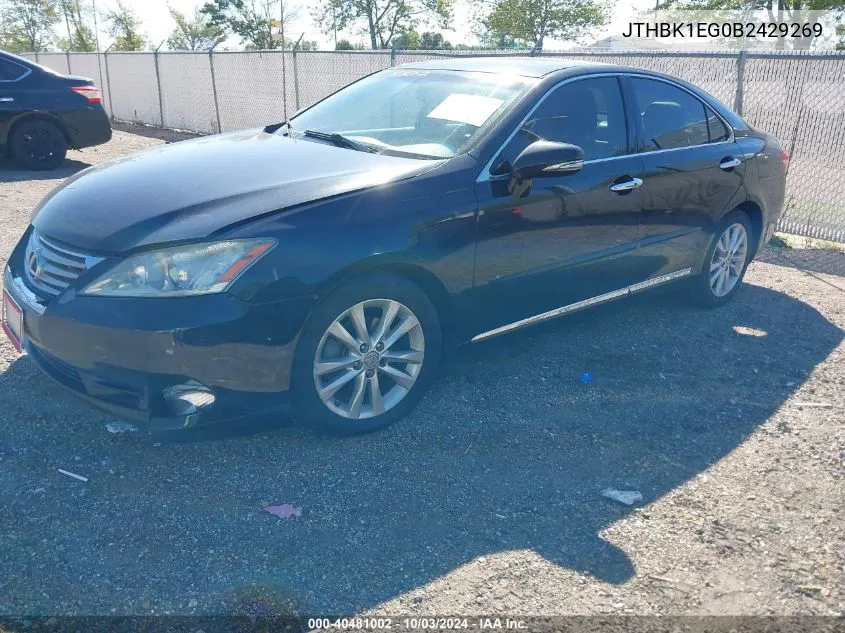 JTHBK1EG0B2429269 2011 Lexus Es 350