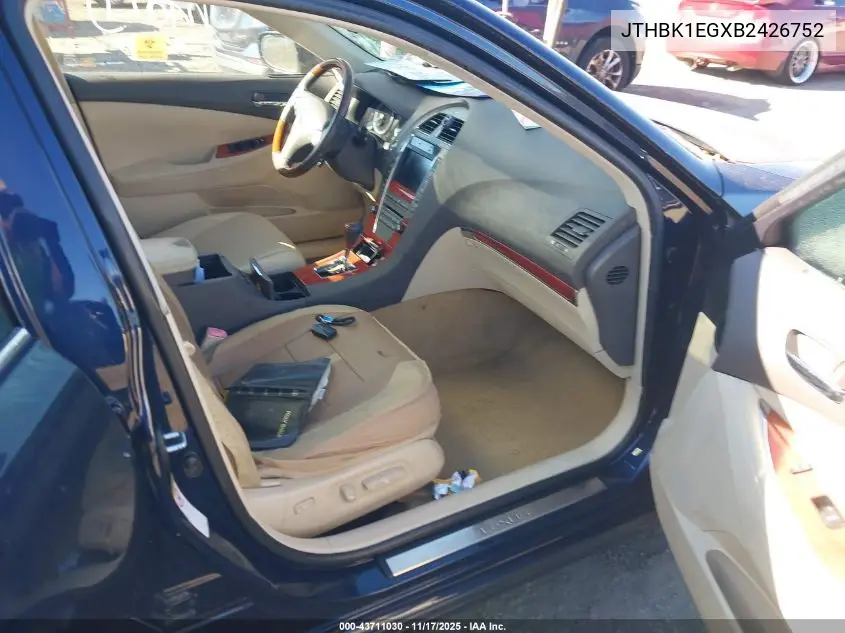 JTHBK1EGXB2426752 2011 Lexus Es 350