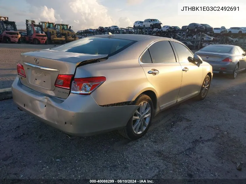 JTHBK1EG3C2492691 2012 Lexus Es 350