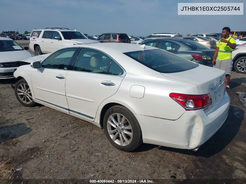 JTHBK1EGXC2505744 2012 Lexus Es 350