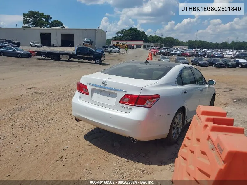 JTHBK1EG8C2501840 2012 Lexus Es 350