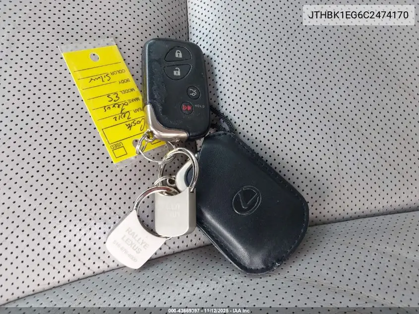 JTHBK1EG6C2474170 2012 Lexus Es 350