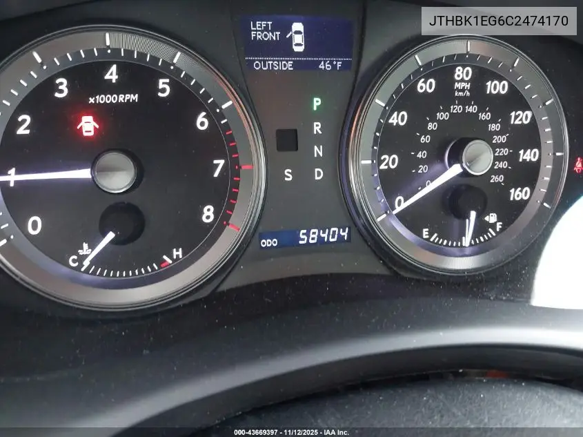 JTHBK1EG6C2474170 2012 Lexus Es 350