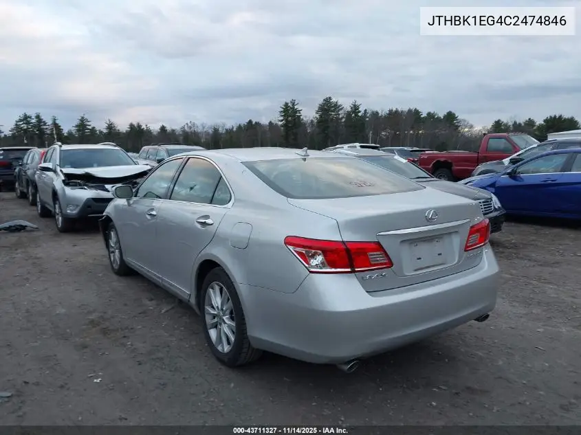 JTHBK1EG4C2474846 2012 Lexus Es 350