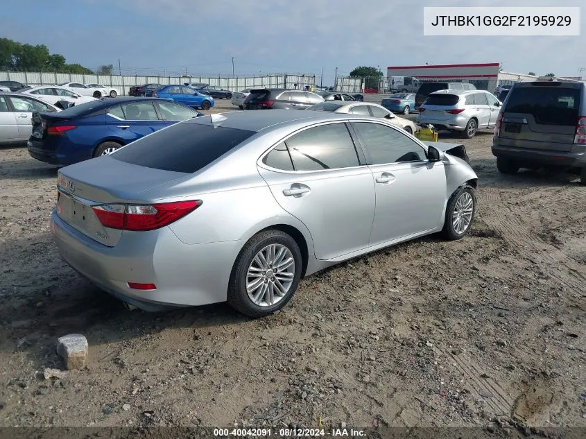 JTHBK1GG2F2195929 2015 Lexus Es 350