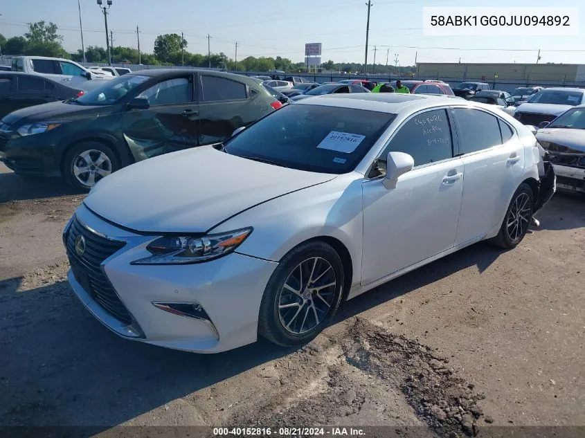 58ABK1GG0JU094892 2018 Lexus Es 350