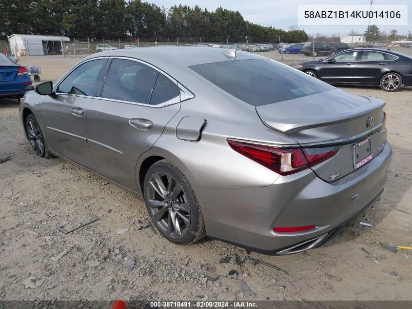 Auction sale of the 2019 Lexus ES , vin: 58ABZ1B14KU014106, lot number: 38718491