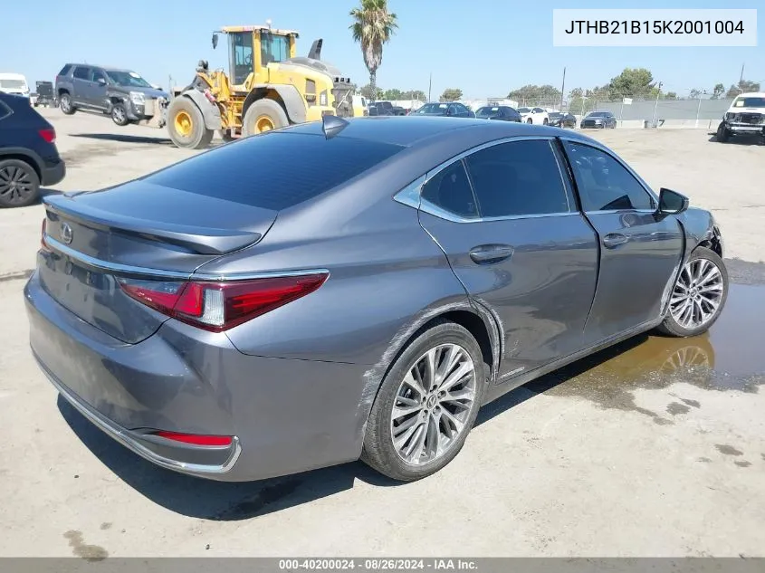 JTHB21B15K2001004 2019 Lexus Es 300H