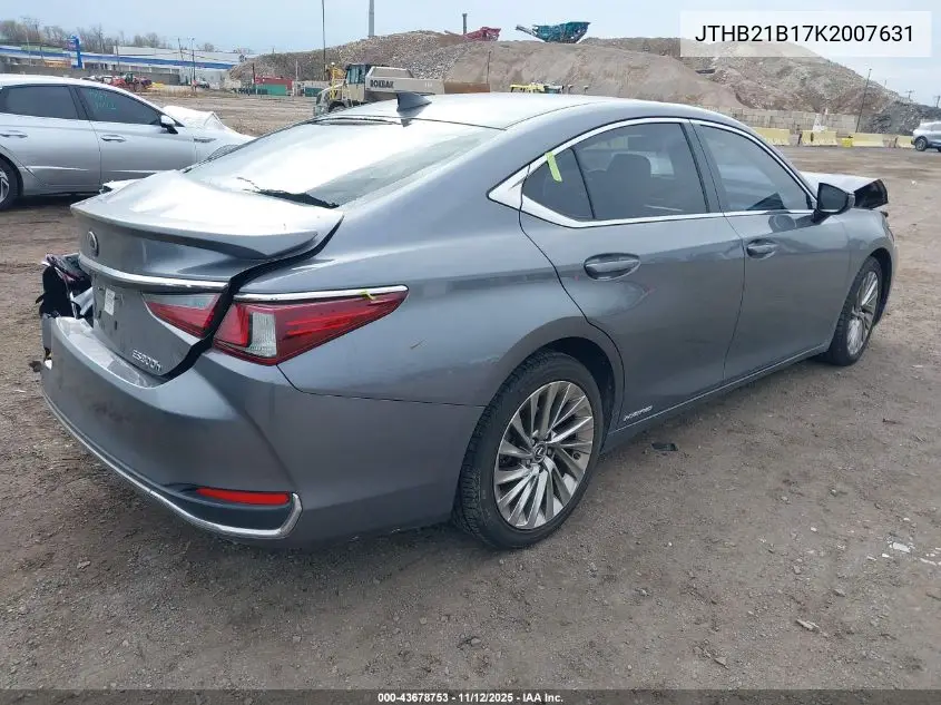 JTHB21B17K2007631 2019 Lexus Es 300H Luxury