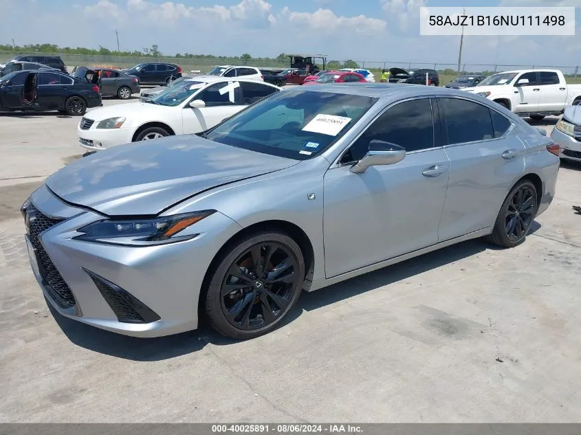 58AJZ1B16NU111498 2022 Lexus Es 350 F Sport