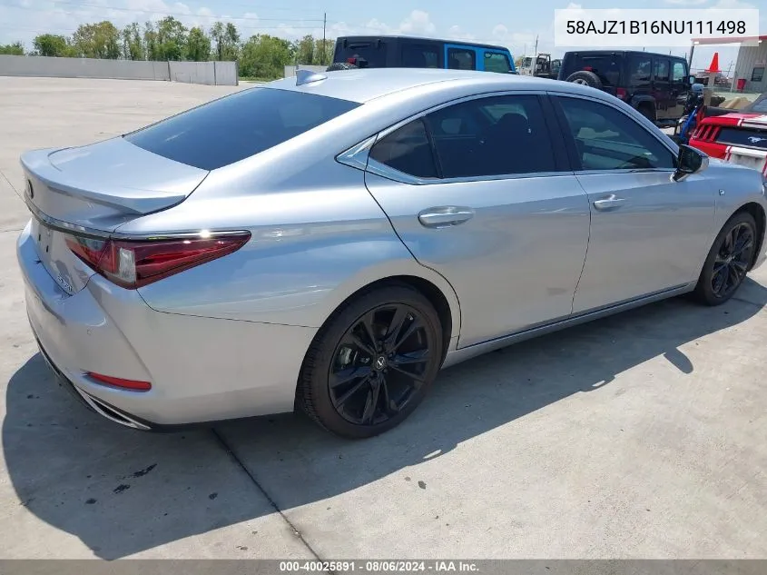 58AJZ1B16NU111498 2022 Lexus Es 350 F Sport