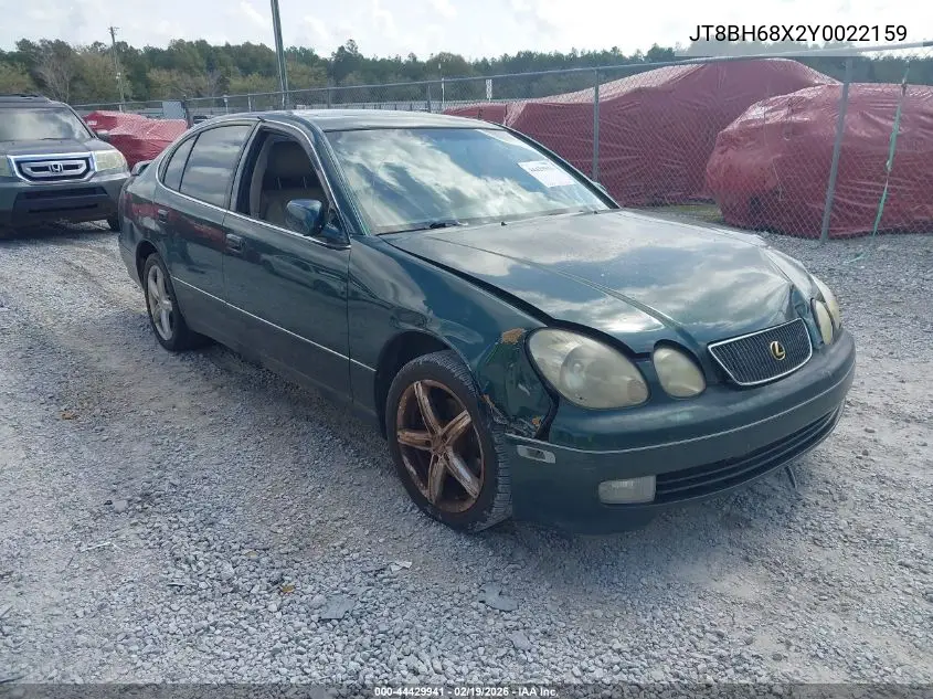 2000 Lexus Gs 400 VIN: JT8BH68X2Y0022159 Lot: 44429941