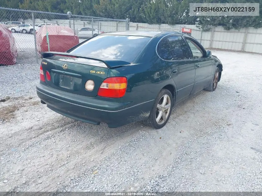 2000 Lexus Gs 400 VIN: JT8BH68X2Y0022159 Lot: 44429941