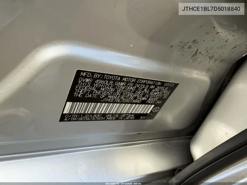 JTHCE1BL7D5018840 2013 Lexus Gs 350