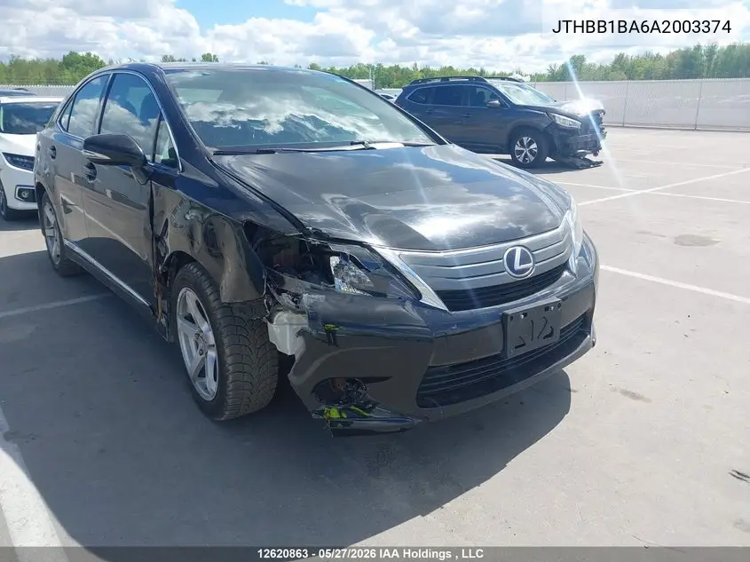 2010 Lexus Hs 250H Premium/Premium Luxury VIN: JTHBB1BA6A2003374 Lot: 12620863