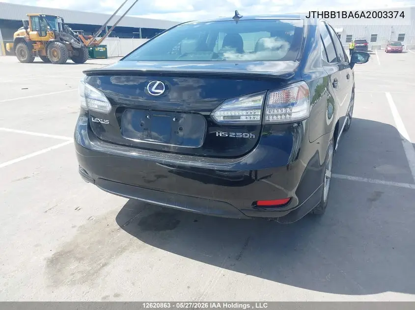 2010 Lexus Hs 250H Premium/Premium Luxury VIN: JTHBB1BA6A2003374 Lot: 12620863
