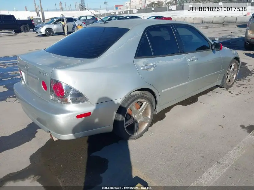 JTHBD182610017538 2001 Lexus Is 300