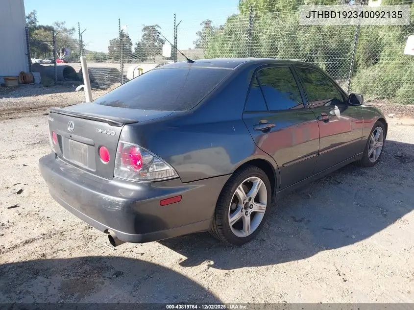 JTHBD192340092135 2004 Lexus Is 300