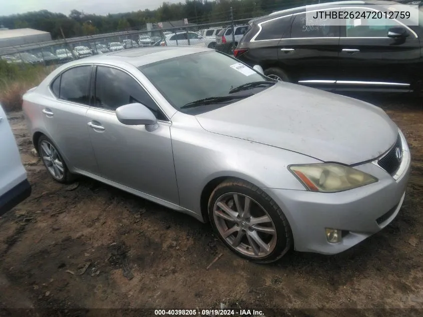 JTHBE262472012759 2007 Lexus Is 350