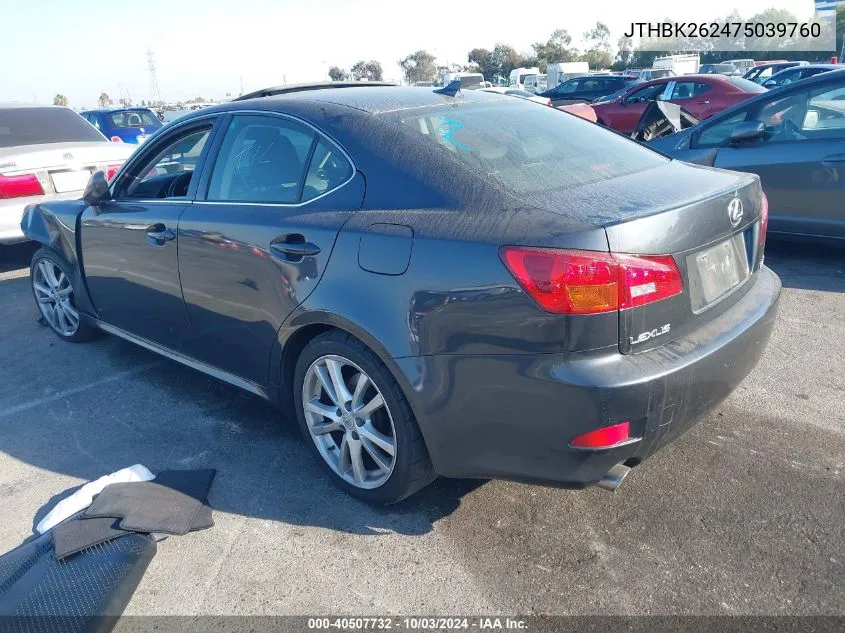 JTHBK262475039760 2007 Lexus Is 250