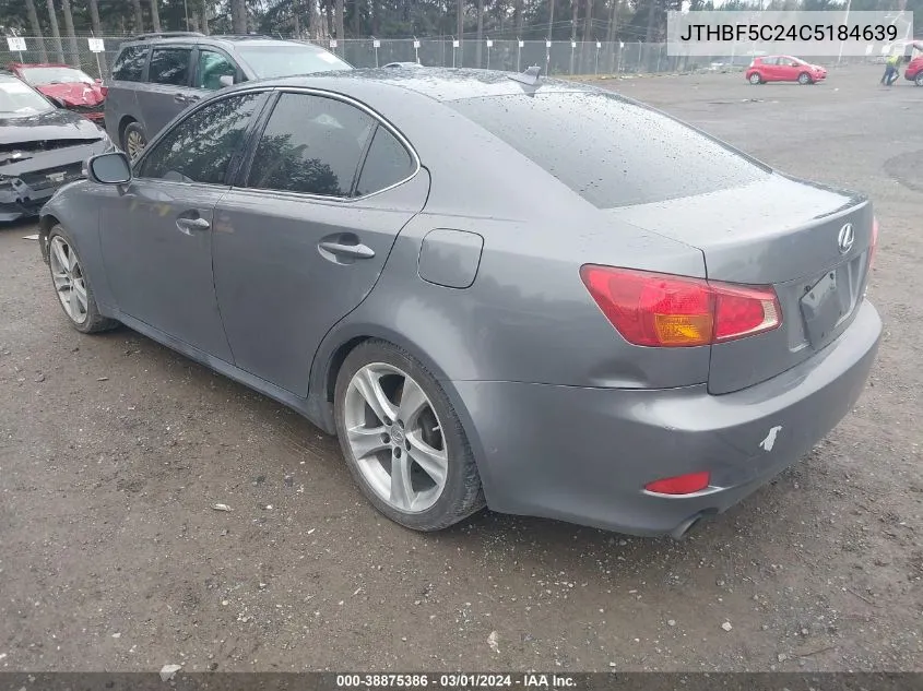 JTHBF5C24C5184639 2012 Lexus Is 250