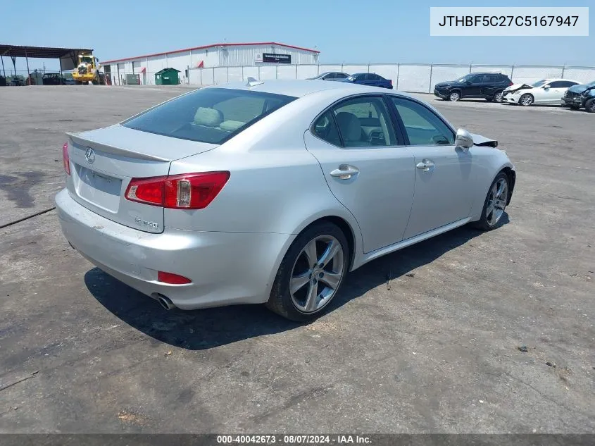 JTHBF5C27C5167947 2012 Lexus Is 250