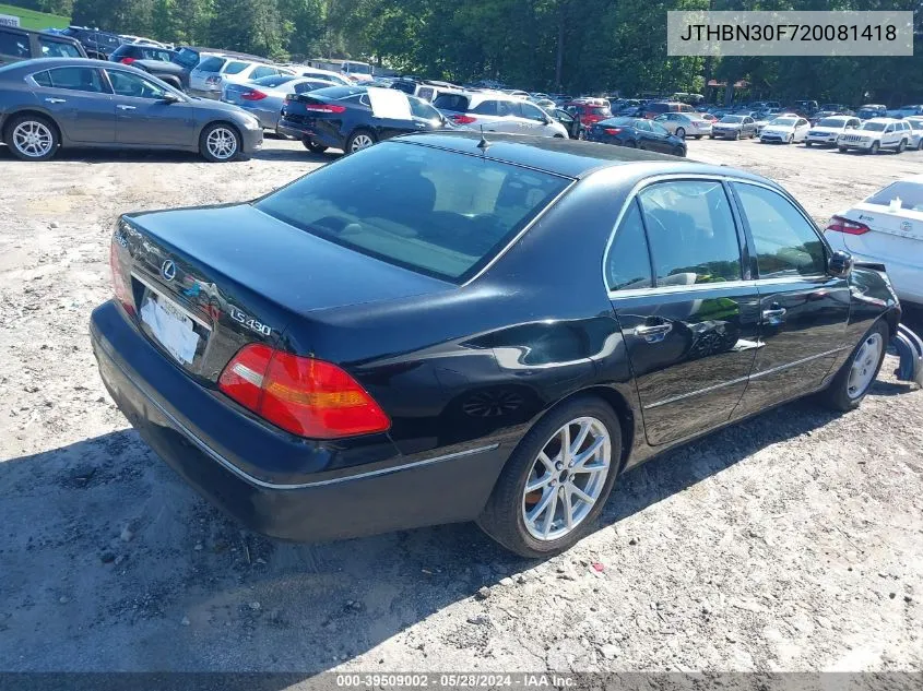 JTHBN30F720081418 2002 Lexus Ls 430